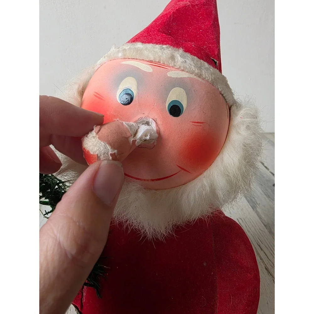 Antique German Santa bobblehead candy holder container AS IS paper mache